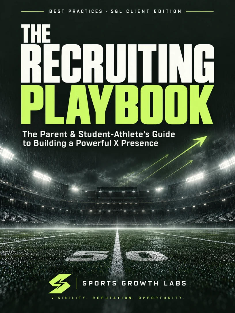 The Recruiting Playbook Best Practices ebook cover by Sports Growth Labs